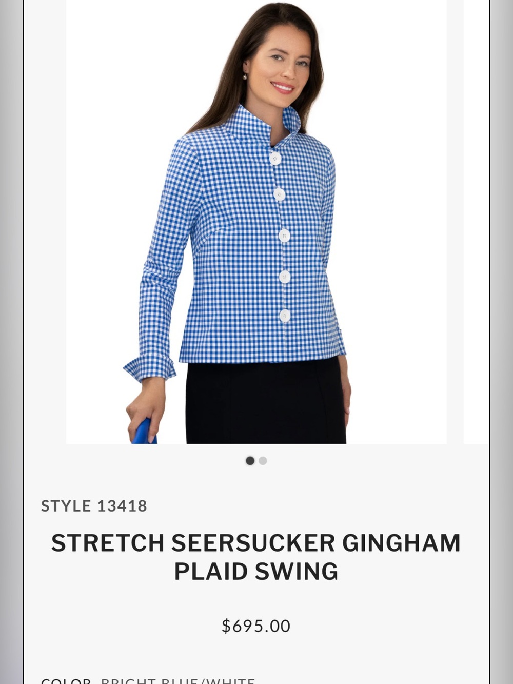 Blue Gingham Button-Front Swing Top